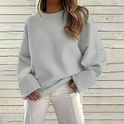 Women's plain round-neck jumper