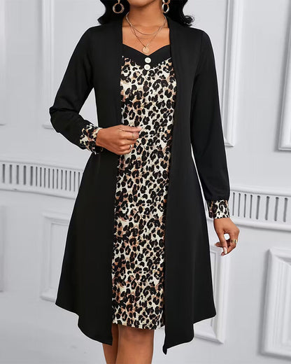Leopard Party Dress Two-Piece Trendy