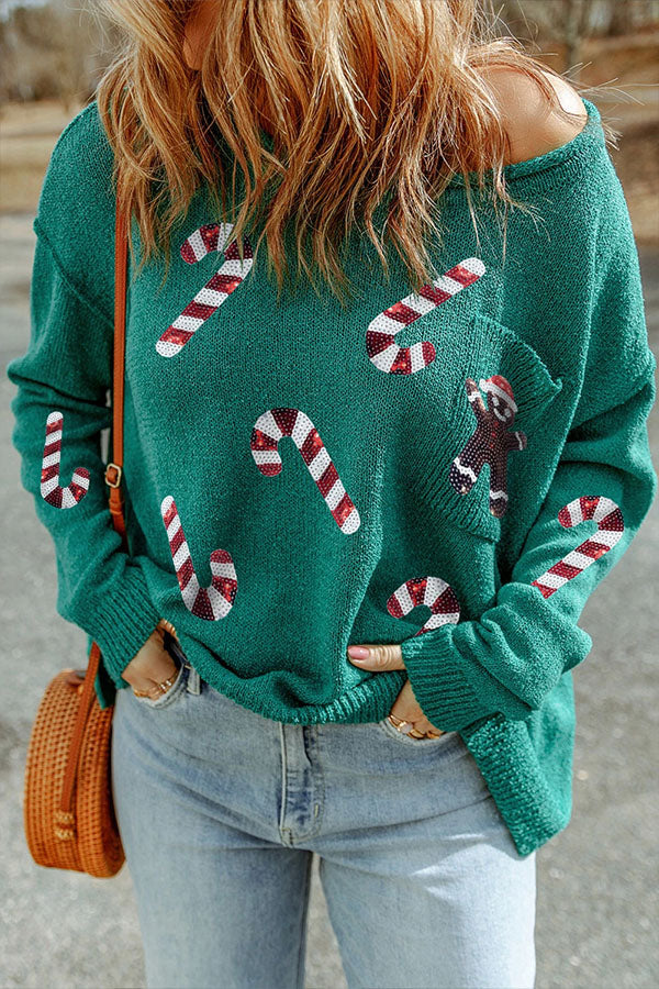 Christmas sweater glitter sequin design