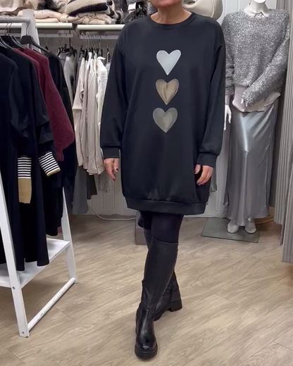 Dress with Heart Print Casual Elegant