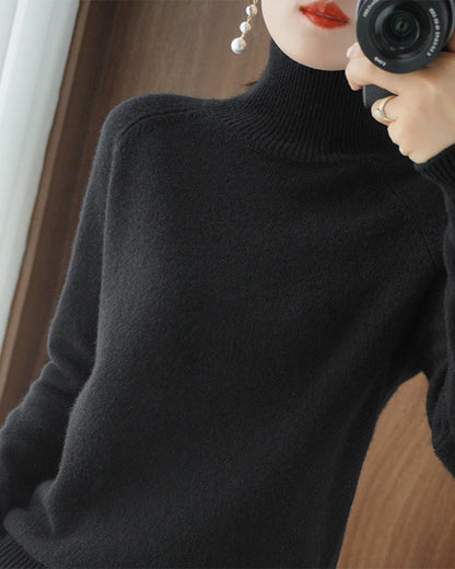Elegant Solid Color Long-Sleeve Sweater