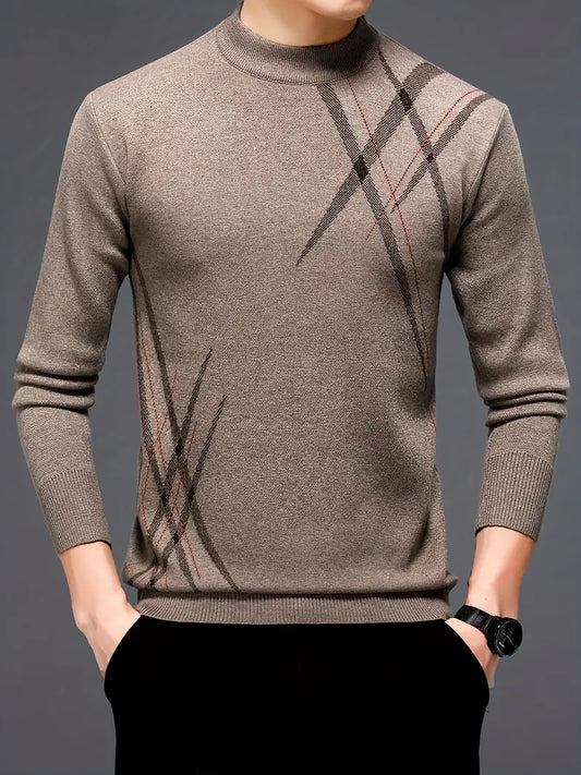 Stilvoller Herren Pullover Geometrisches Muster - IdealeKleiden