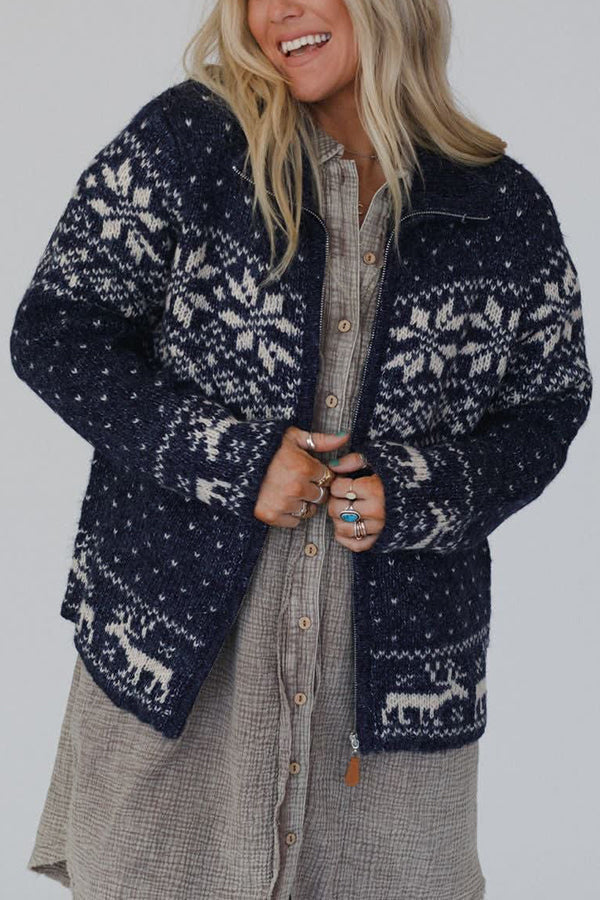 Christmas sweater snowflakes elk long sleeve