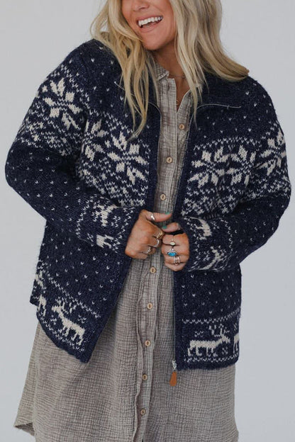 Christmas sweater snowflakes elk long sleeve