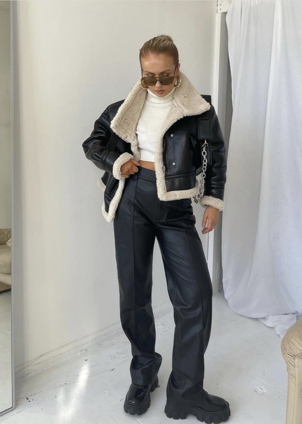 Leather Jacket Shearling Lined Edgy Style