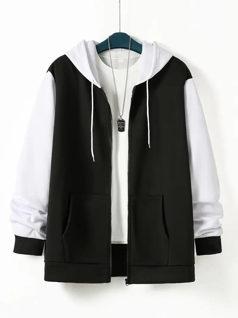 Stylish Men's Hoodie Contrast Colors