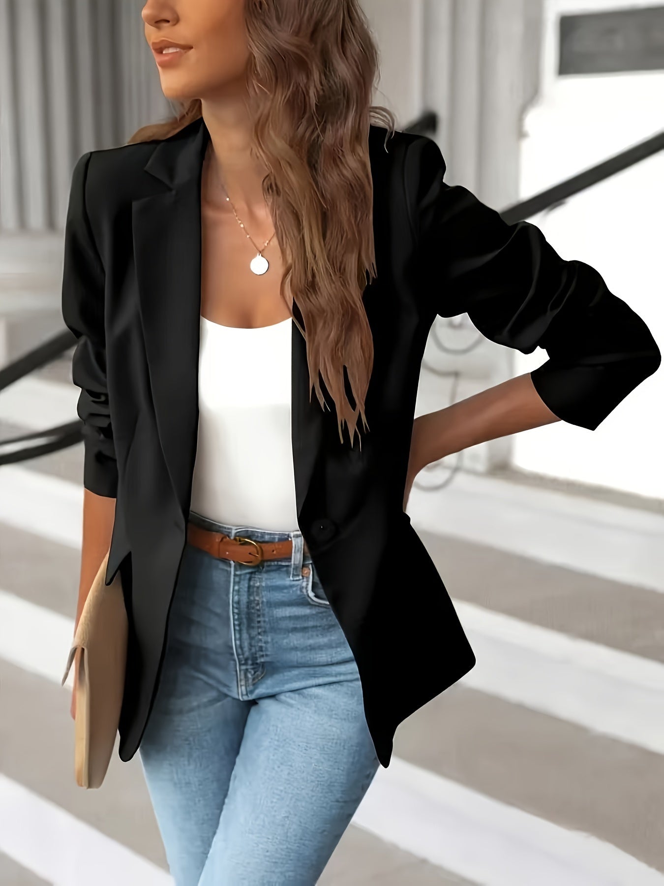 Practical Men's Blazer with Side Pockets