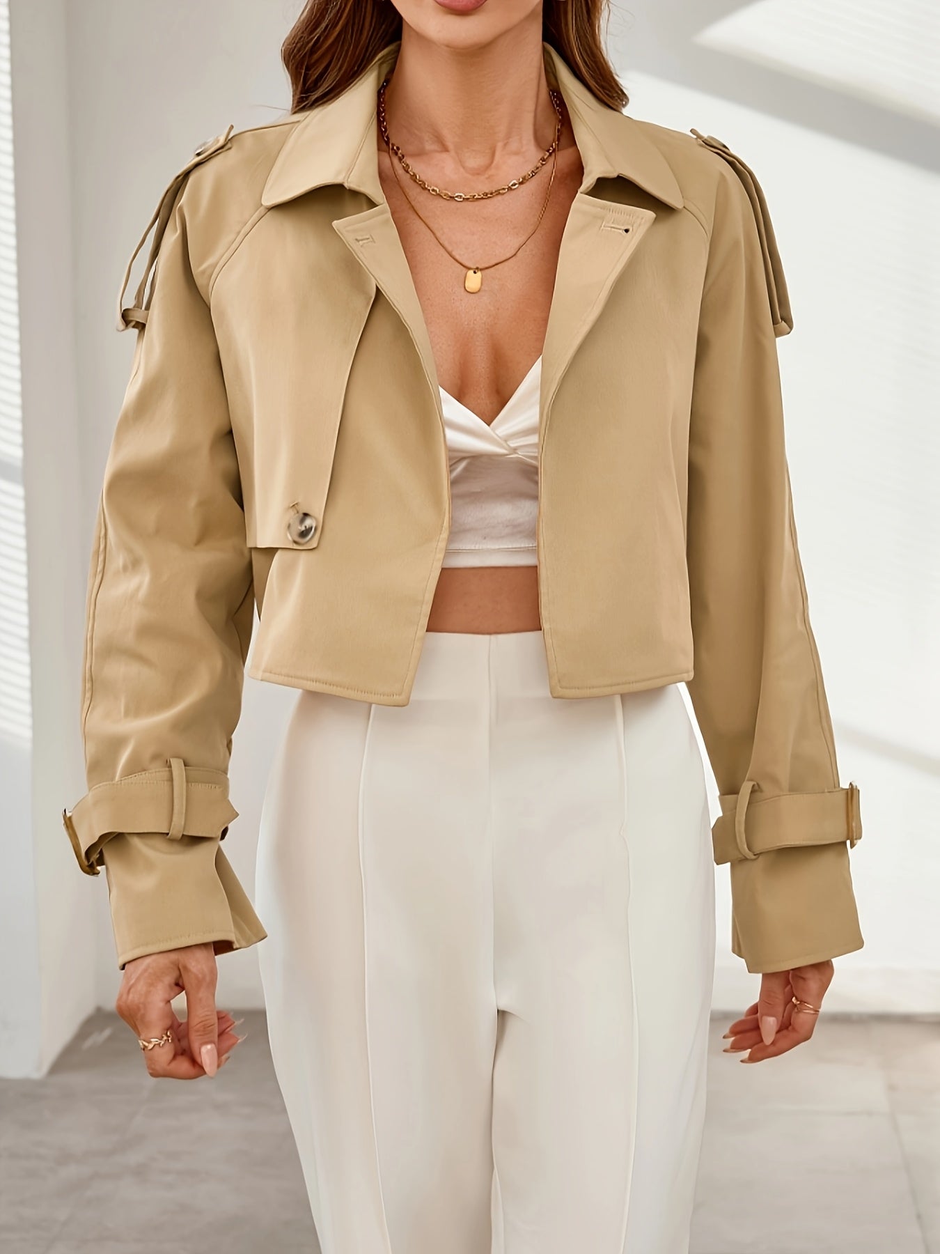 Stylish Khaki Trench Coat for Women - Elegant & Comfortable