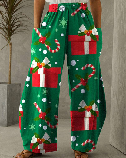 Christmas Trousers Leisure Trousers With Festive Print
