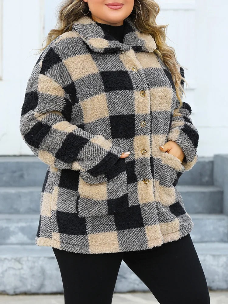 Oversized Plaid Wool Jacket Cozy