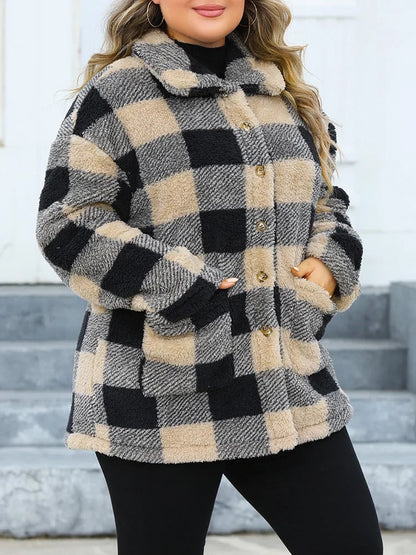 Oversized Plaid Wool Jacket Cozy