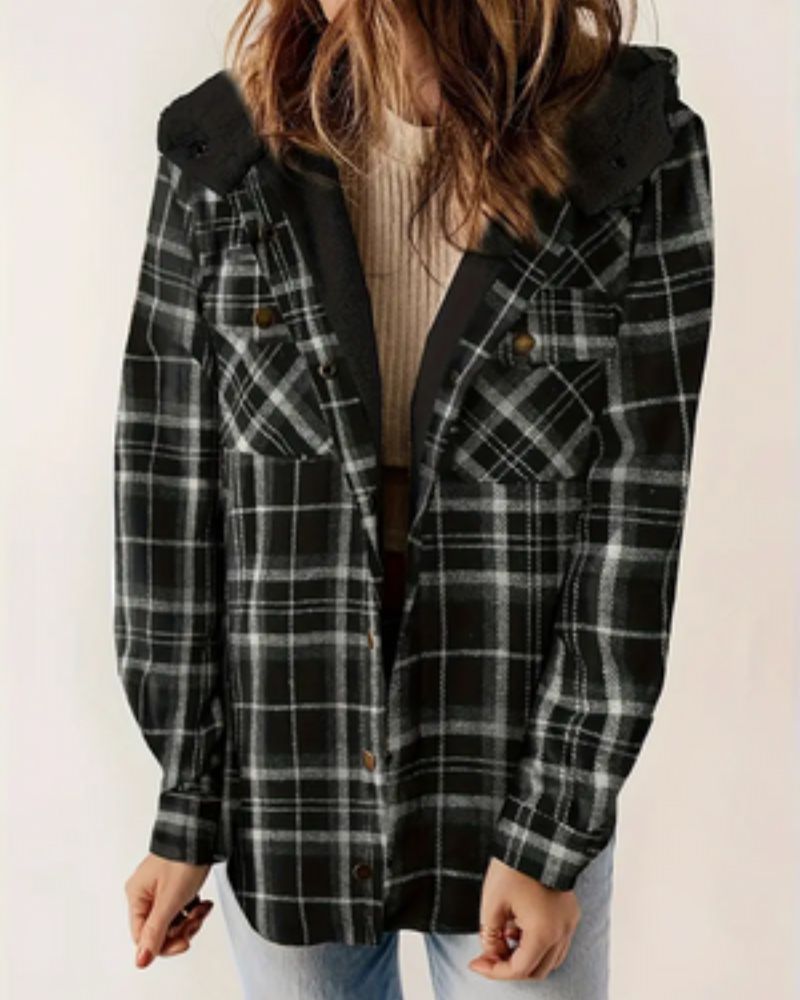 Men's Plaid Sports Jacket with Hood