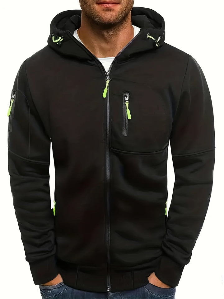 Sporty Hooded Zipper Functional