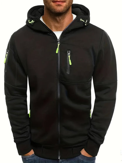 Sporty Hooded Zipper Functional