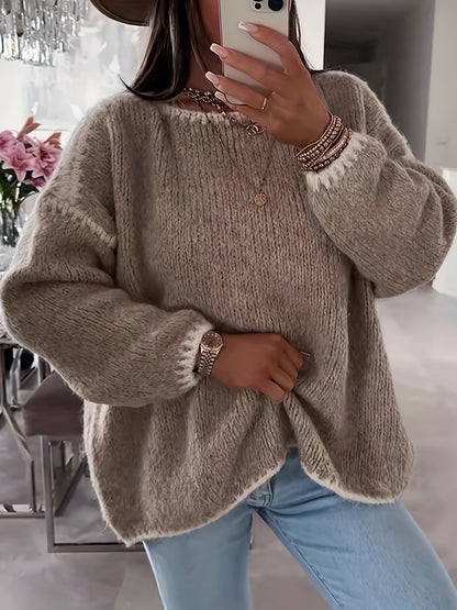 Lockere Strickpullover Weich Gemütlich Häkel Details