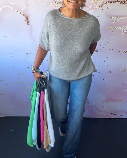 Comfortable Crew Neck Solid Color Sweater