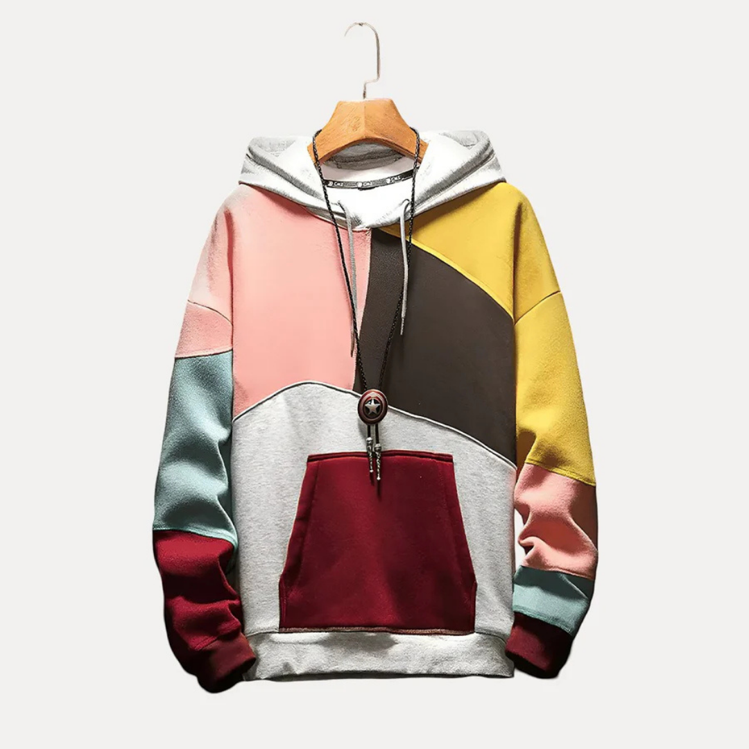 Stylish Men's Hoodie with Knit Pattern & Trendy Print