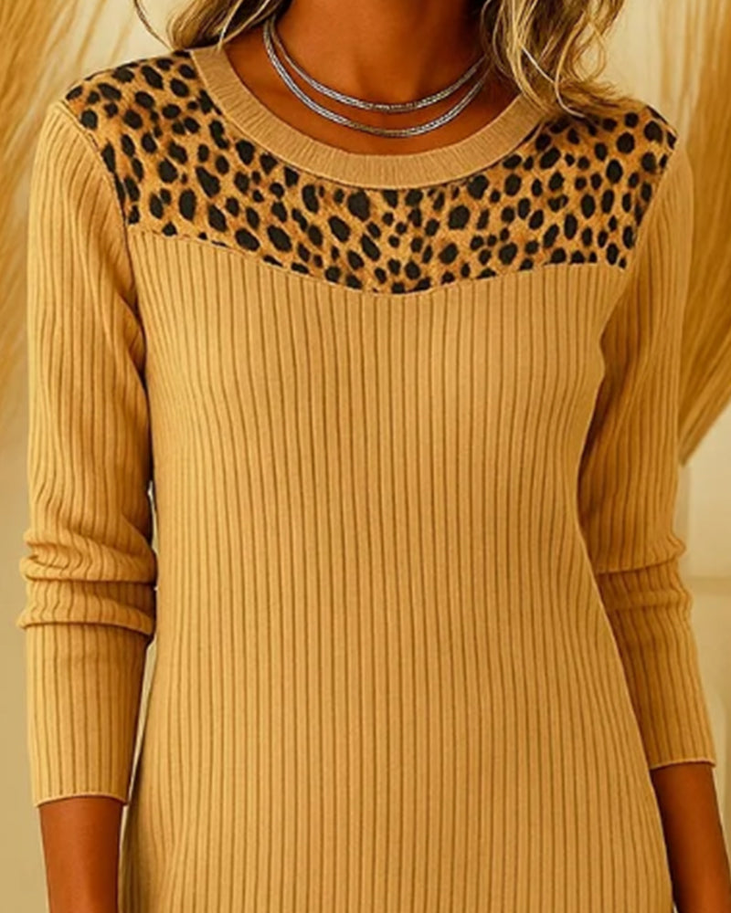 Leopardenkleid Chic mit Nieten - IdealeKleiden
