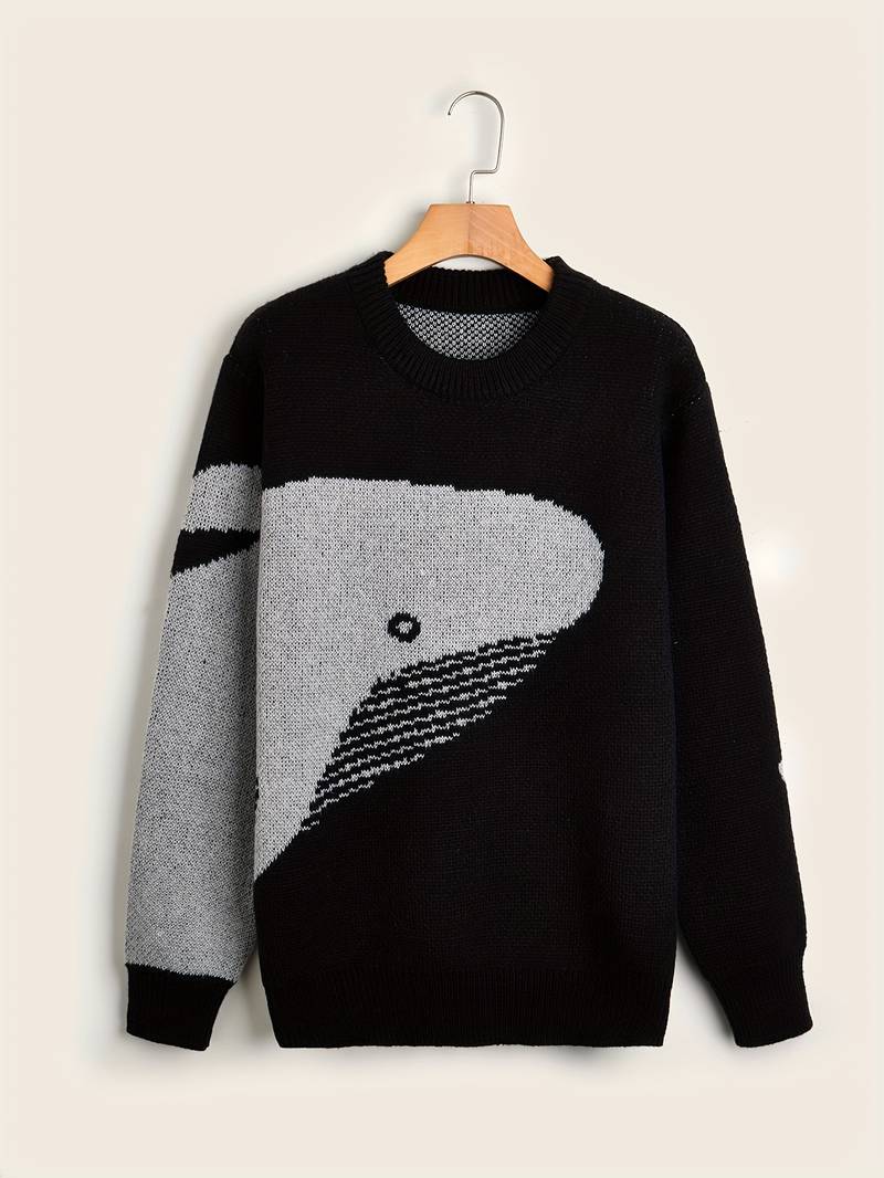 Cuddly Sweater Cartoon Whale Design