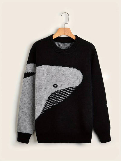 Cuddly Sweater Cartoon Whale Design