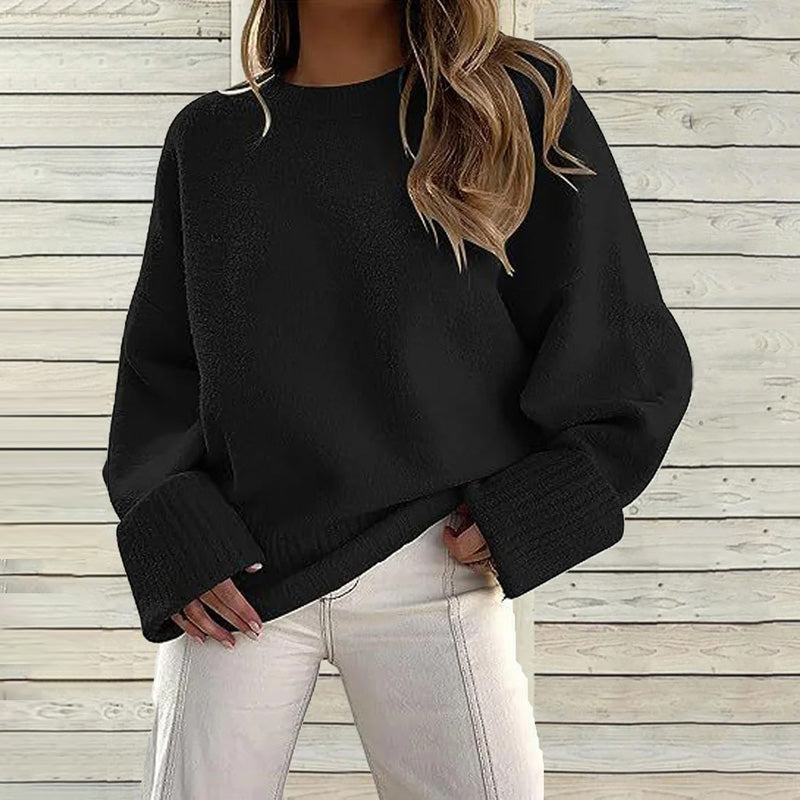 Women's plain round-neck jumper