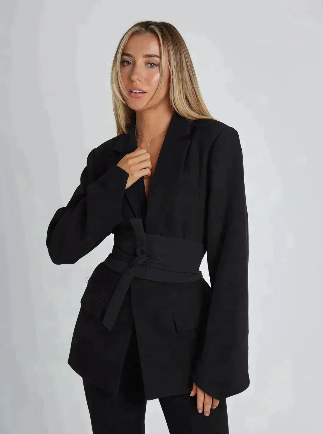 Stylish blazer with belt detail