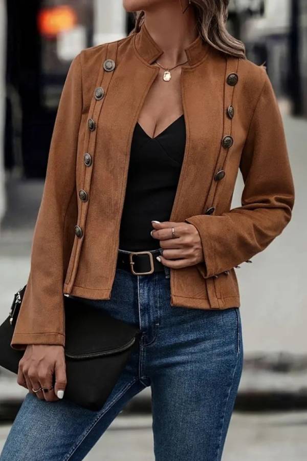 Fashionable Open Jacket with Button and Collar