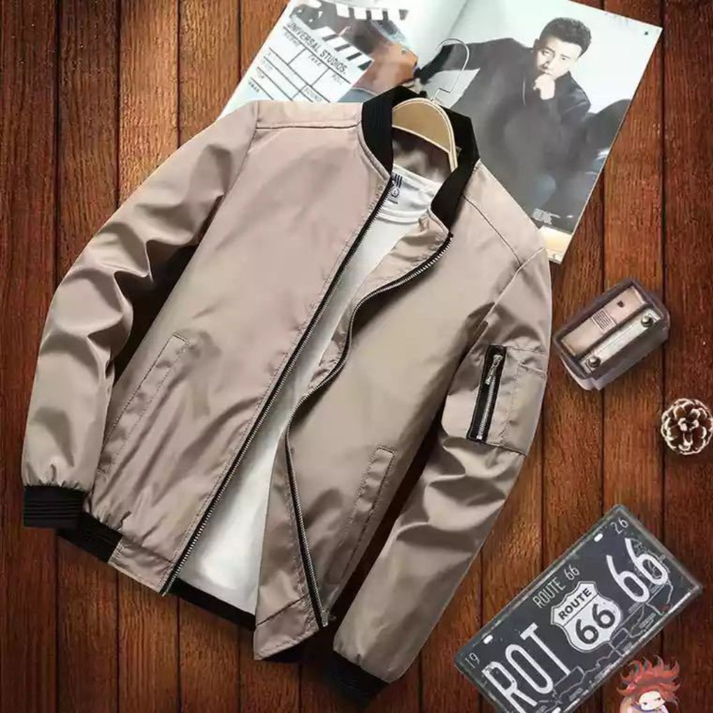 Herren Sommerjacke Reißverschluss Taschen Leicht - IdealeKleiden