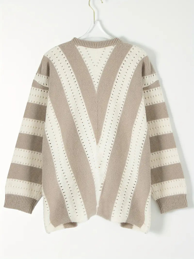 Stylish Striped V-Neck Pullover for Women