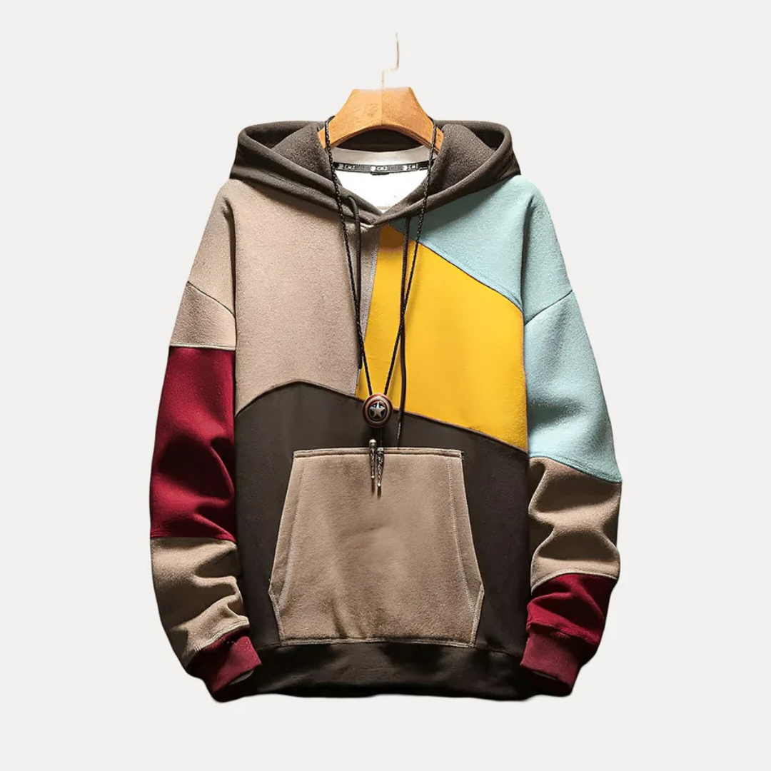 Stylish Men's Hoodie with Knit Pattern & Trendy Print
