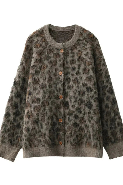 Stylish Cardigan Leopard Print Elegant Design