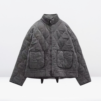 Women's Quilted Jacket Warm with Drawstring & Zipper