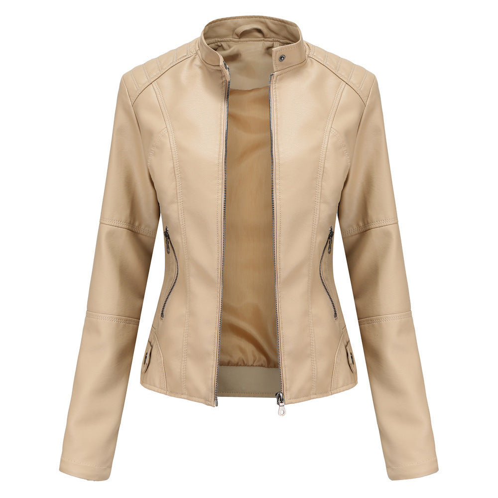 Stylischer Damen Leder-Mantel Slim Fit