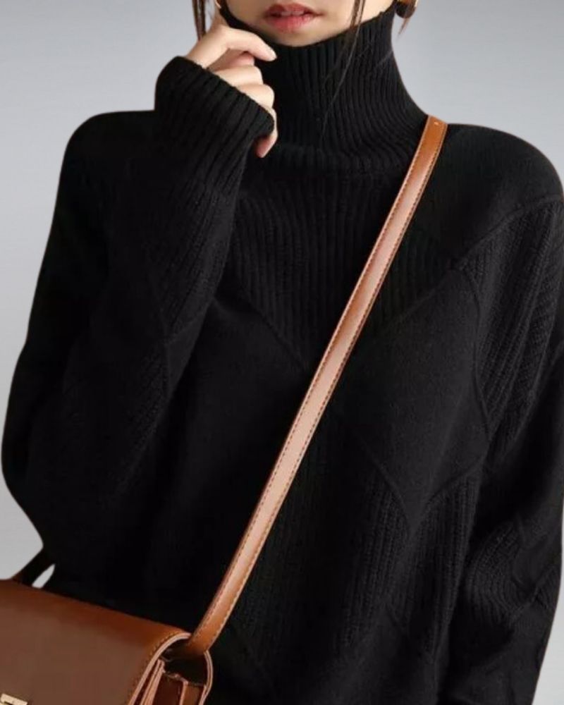 Eleganter Rollkragen Pullover Modern Style - IdealeKleiden