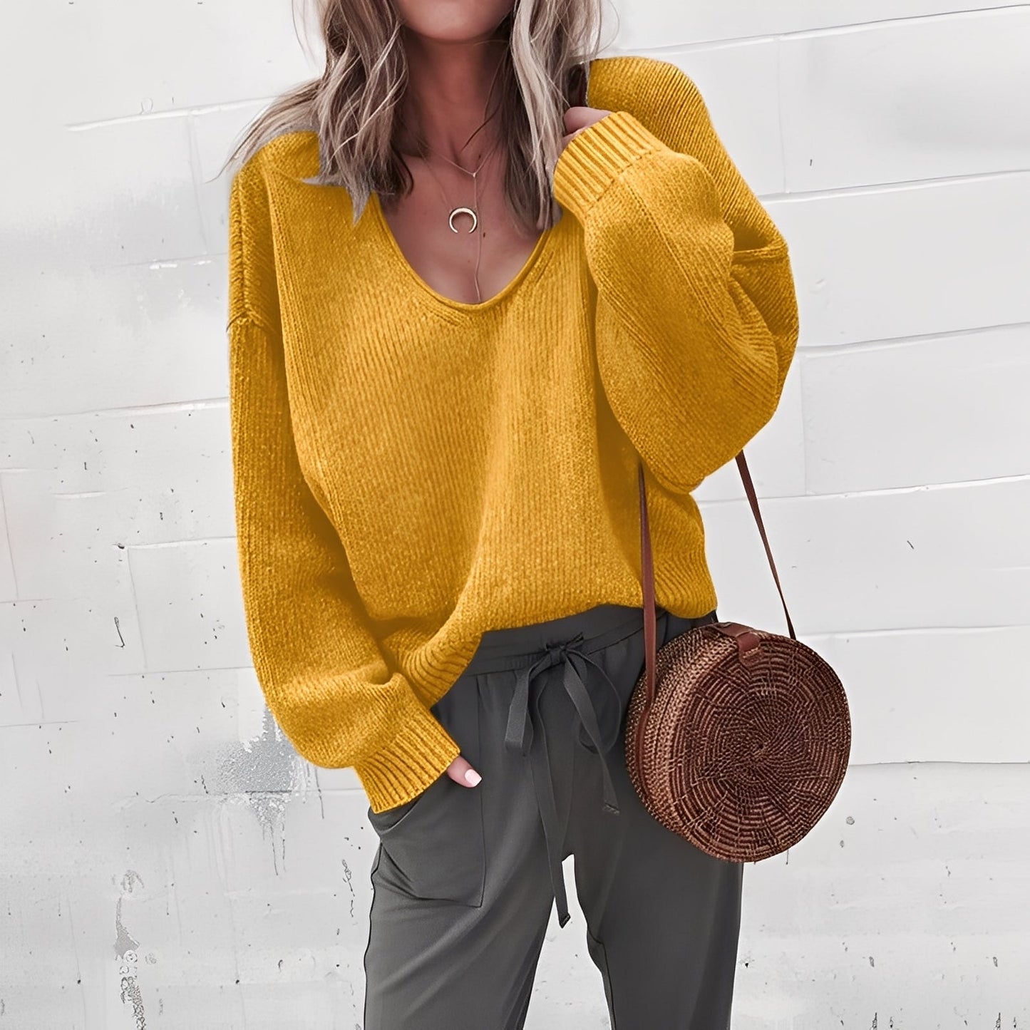Damen Pullover Bequem Oversized