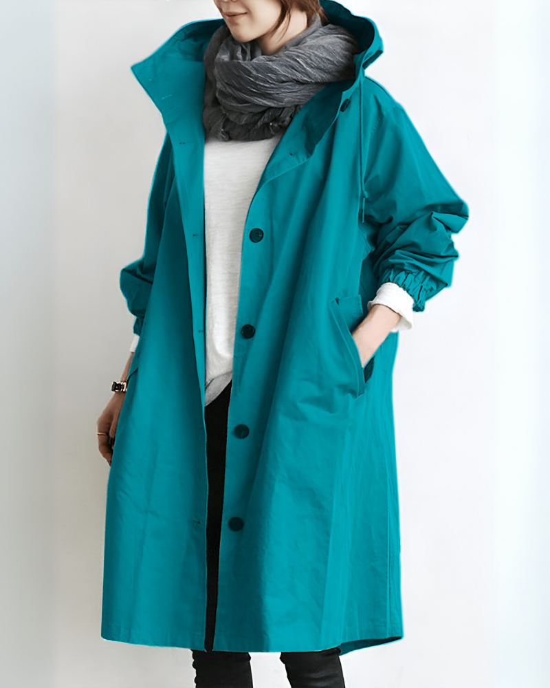 Elegant Women's Hooded Trench Coat