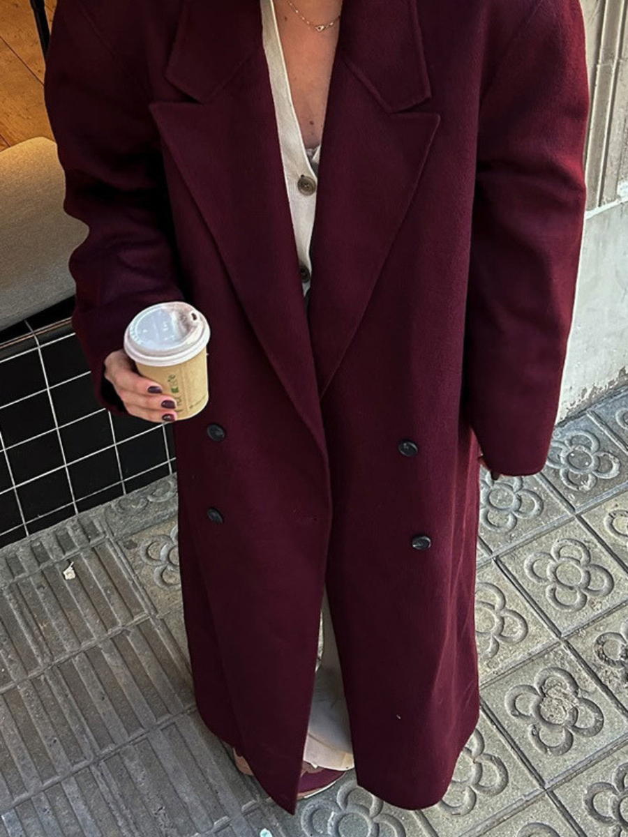 Elegant women's coat burgundy color