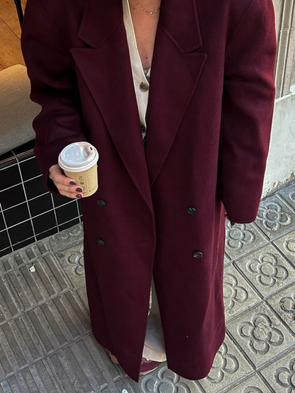Elegant women's coat burgundy color
