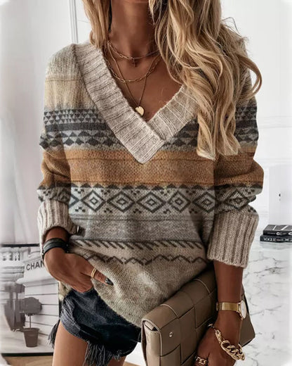 Women's V-Neck Long Sleeve Sweater