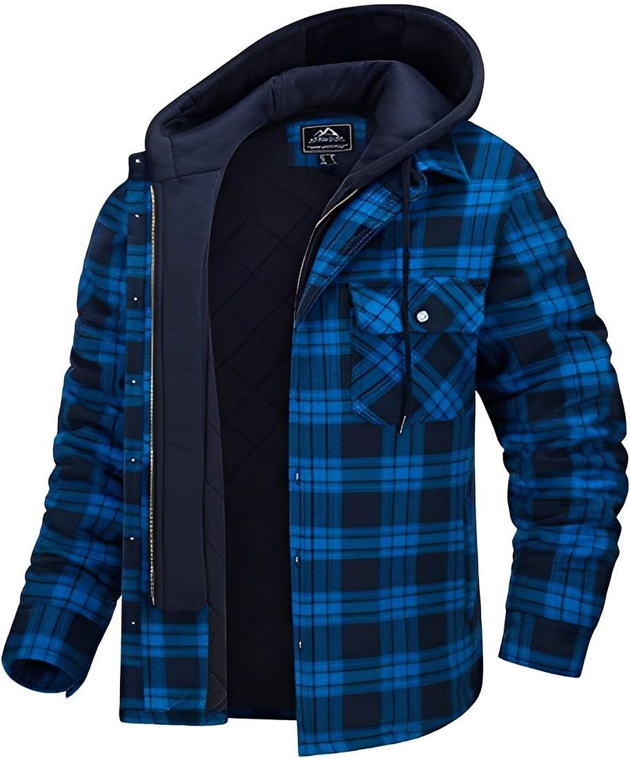 Stylish Men's Jacket - Casual Checked Thick