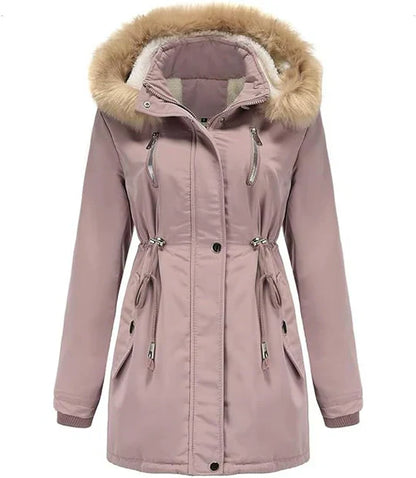 Long Winter Coat with Hood Faux Fur Fleece