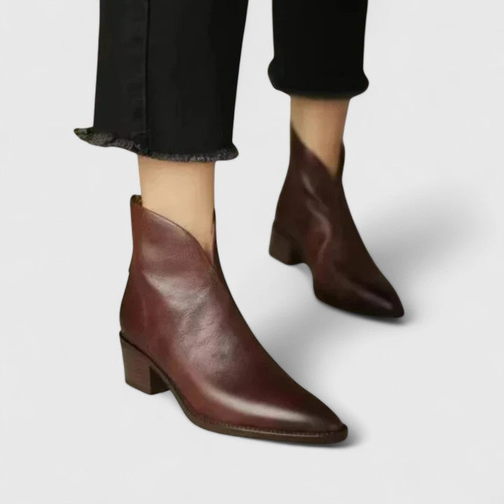 Elegant Women's Ankle Boots High Block Heel