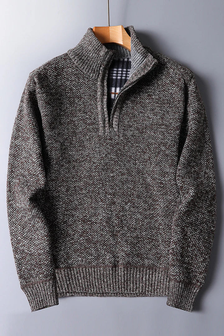 Men's Comfortable Knitted Sweater with Zipper
