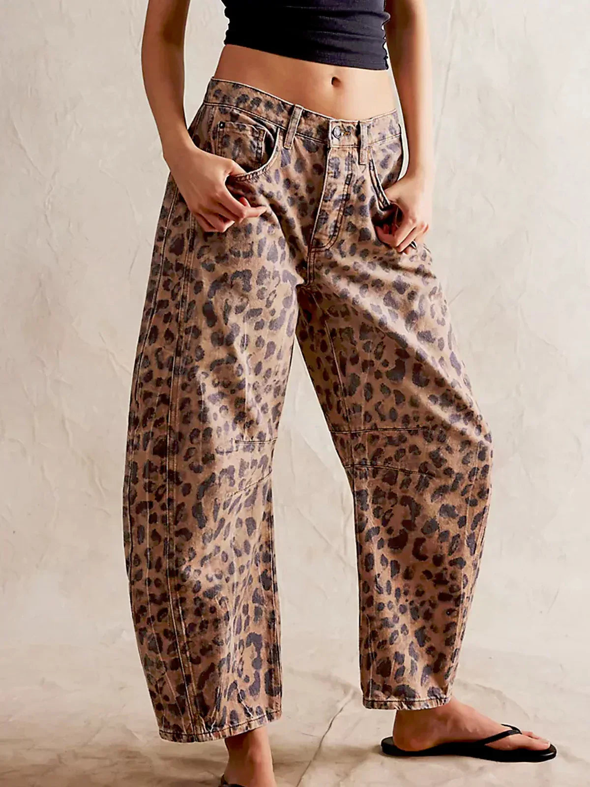 Damen Jeans Weitbein Trendy Bedruckt - IdealeKleiden