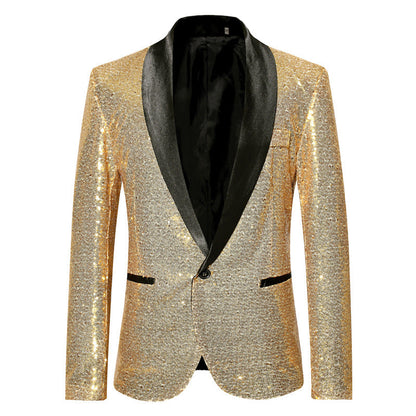 Elegant Sequin Blazer Men's Evening Wear