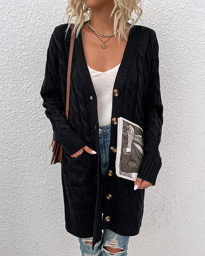 Elegant Long Sleeve Plain Cardigan for Women