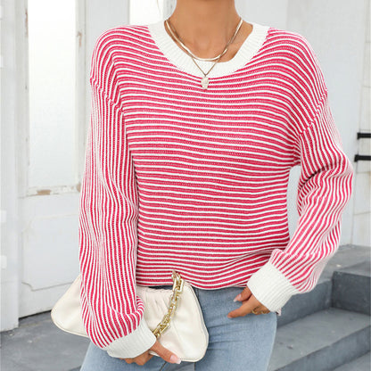 Stylish Knitted Sweater Casual Striped