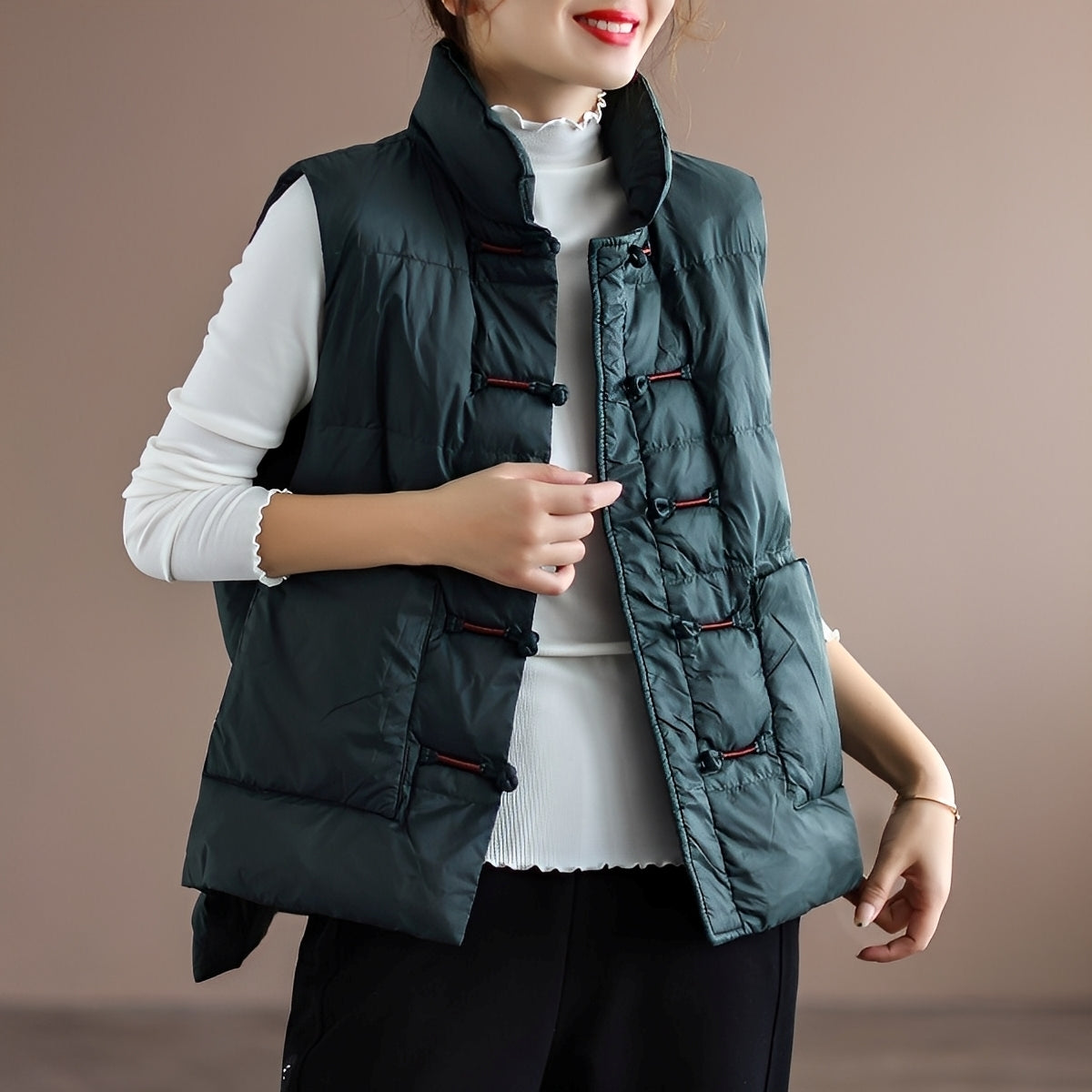 Damen Winterweste Bequem Mit Taschen