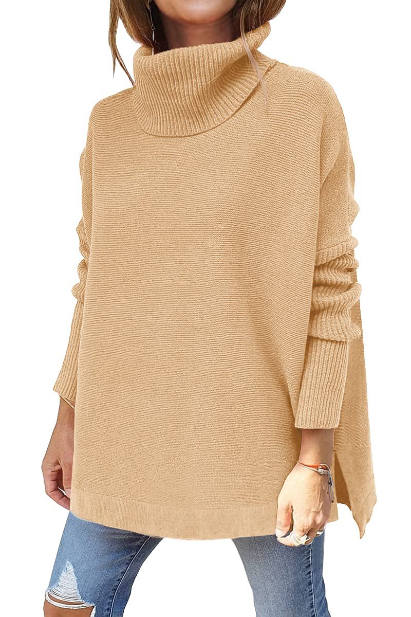 Damen Pullover Warm Rollkragen Wollpulli - IdealeKleiden