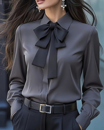 Elegant Women's Dress Bow Ruffles